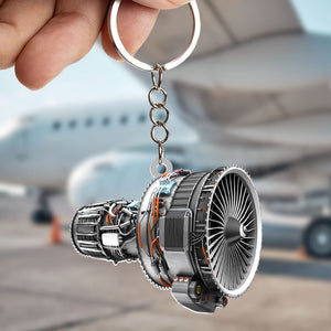 Personalized Turbofan Aircraft Engine Keychain