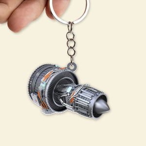 Personalized Turbofan Aircraft Engine Keychain