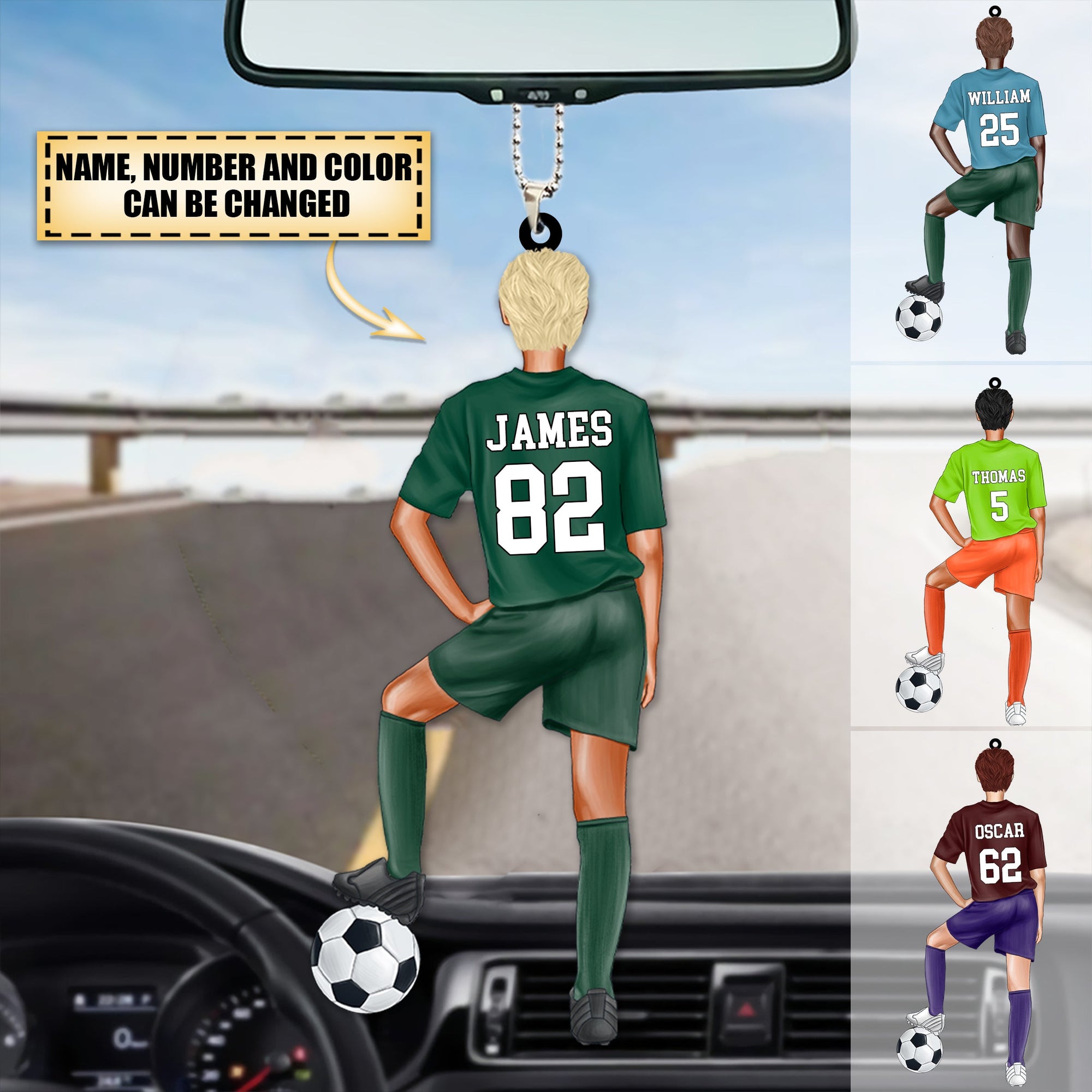 Personalized Soccer Acrylic Car Ornament For Soccer Player, Soccer Lover