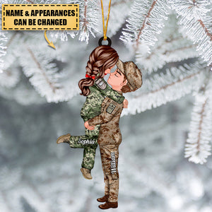 Personalized Christmas Ornament, Couple Portrait Army Gifts by Occupation