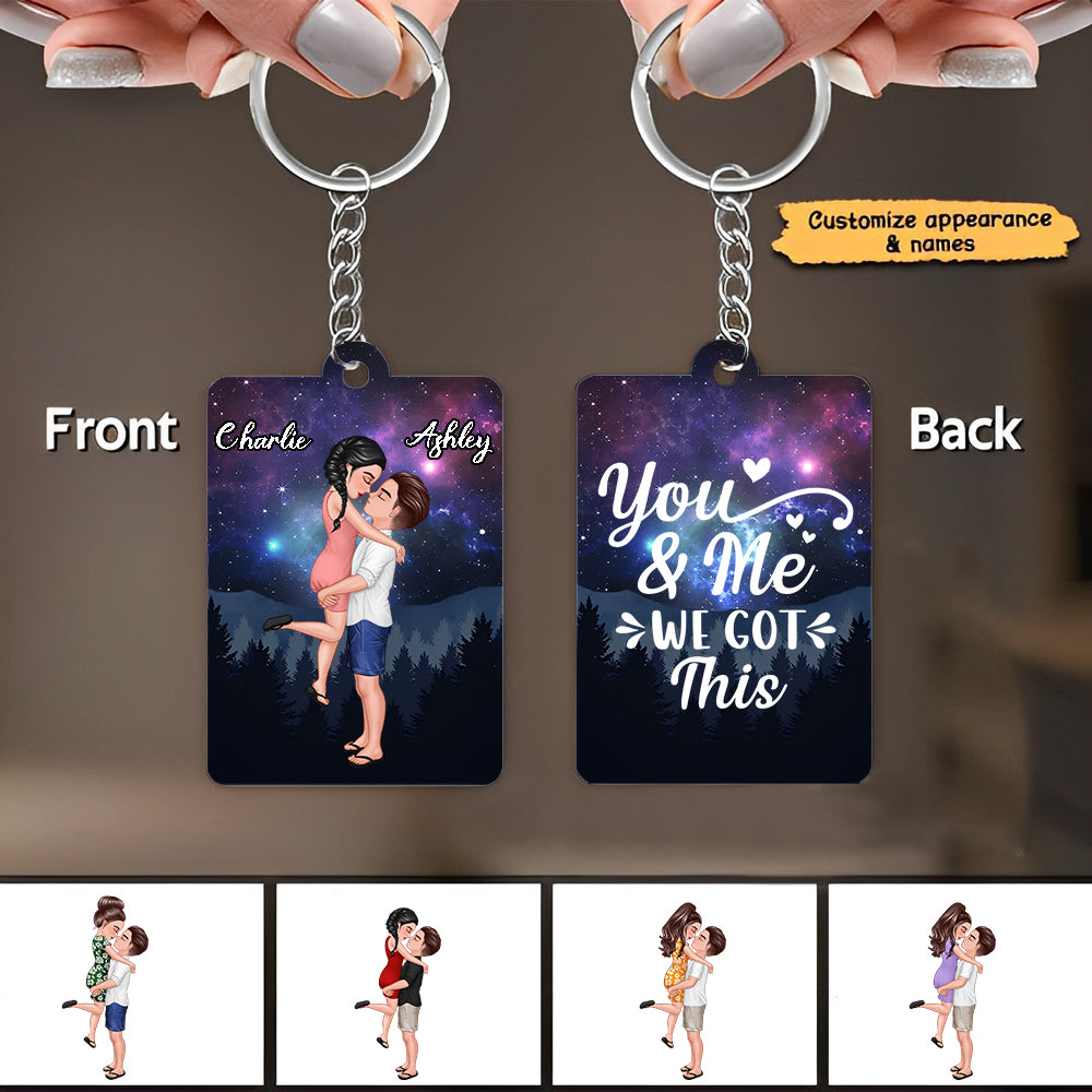 Couples Are Hugging And Kissing Under The Stars, Sky Forest Personalized Keychain