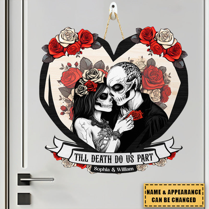 Til Death Do Us Part Couple Skull - Personalized Custom Shaped Wood Sign