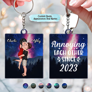 Couples Are Hugging And Kissing Under The Stars, Sky Forest Personalized Keychain