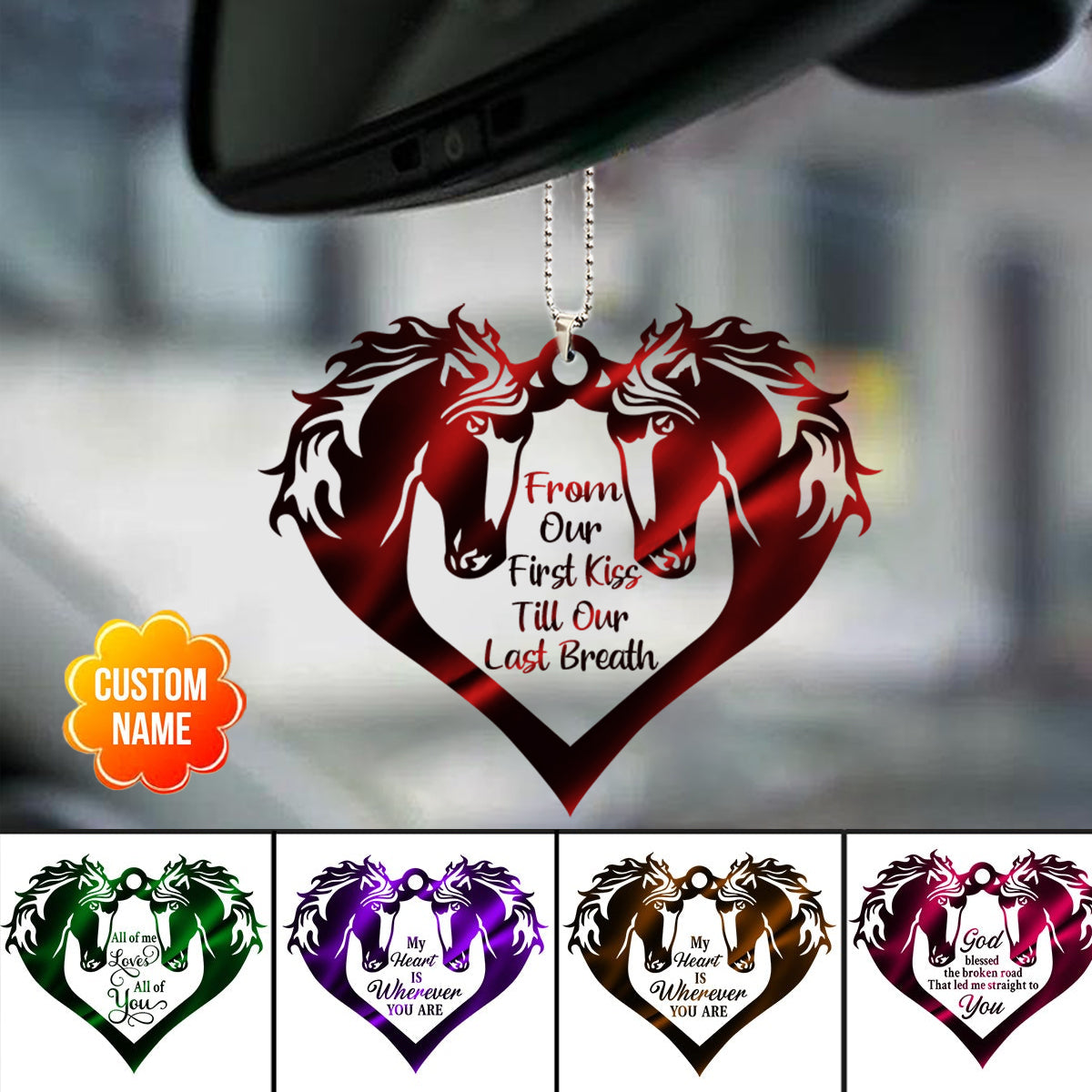 From Our First Kiss Till Our Last Breath Couple Horse Heart Personalized Acrylic Ornament