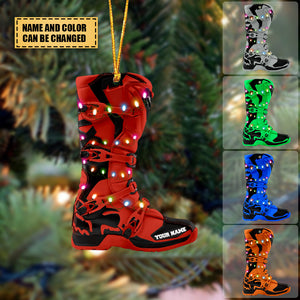 Personalized Motocross Boots Acrylic Ornament, Christmas Decorations For Motocross Lovers