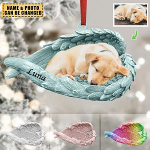 Gifts For Dog Lover - Sleeping Pet Within Angel Wings - Custom Ornament from Photo - Dog Ornament