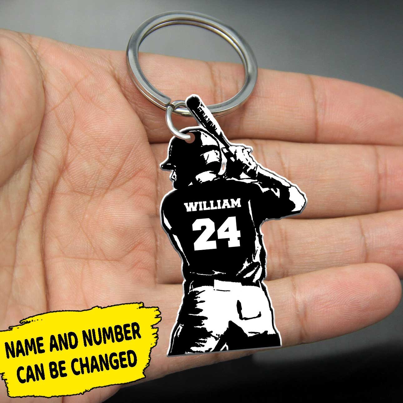 PERSONALIZED BASEBALL KEYCHAIN