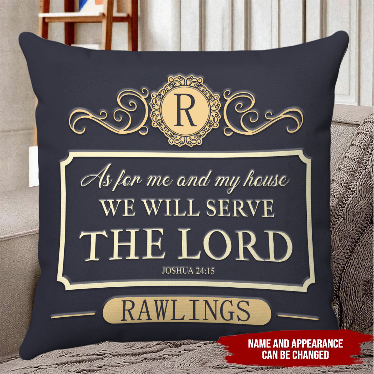 Elegant Vintage As For Me And My House Personalized Pillow