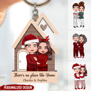 Home Sweet Home Couple Standing Outdoor - Personalized Keychain