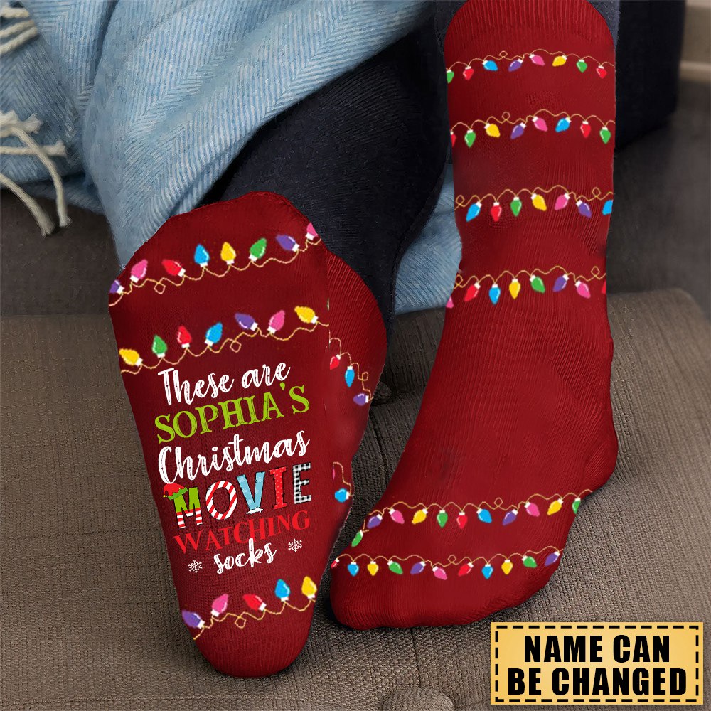 Christmas Movies Watching Socks - Personalized Crew Socks