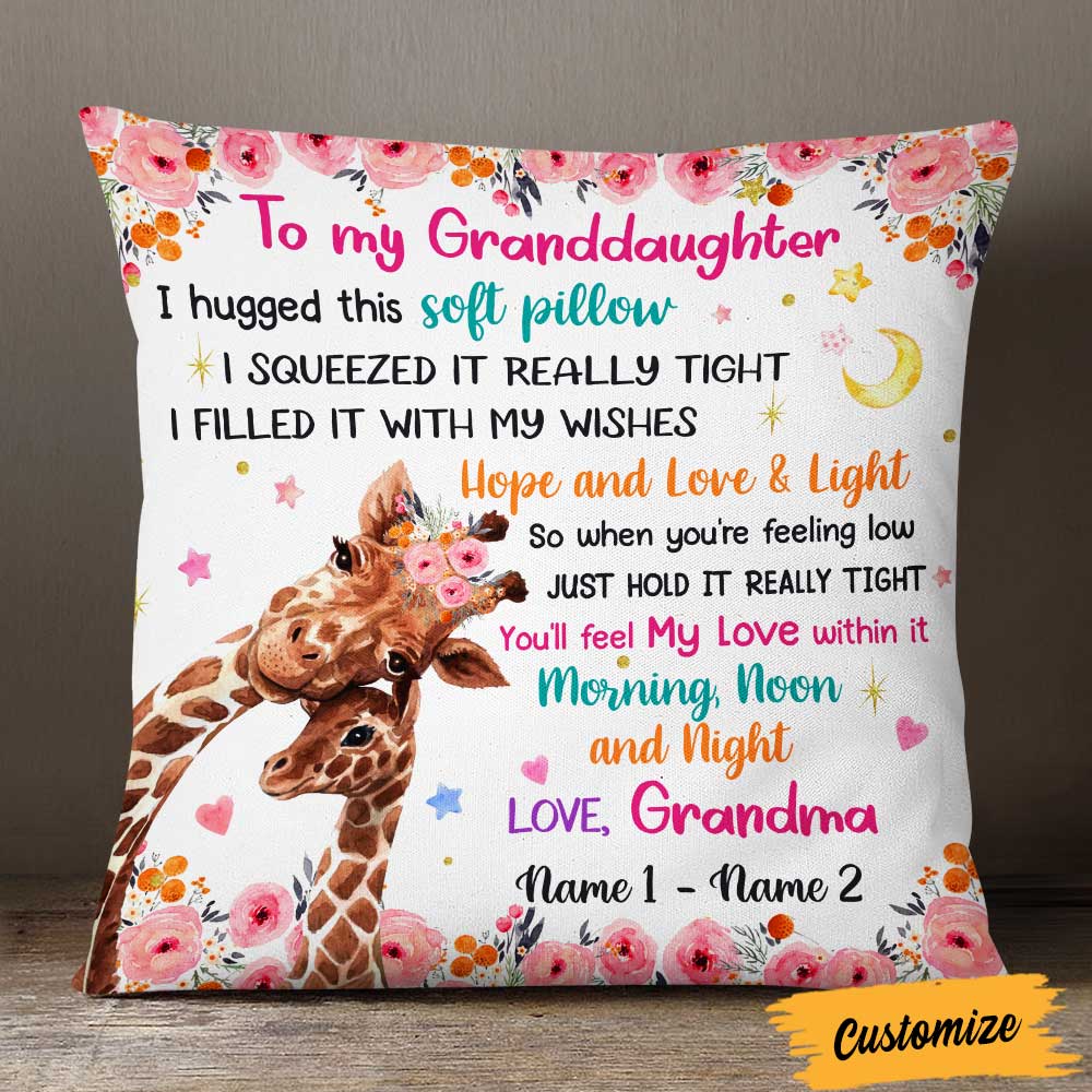 Personalized Granddaughter Hug This Giraffe Pillow