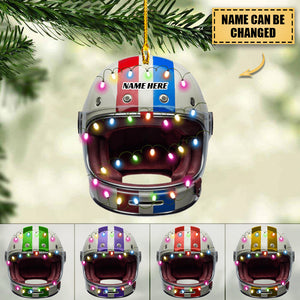 Racing Helmet With Christmas Light - Personalized Christmas Ornament