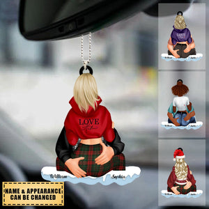 Christmas Couple Hugging Personalized Acrylic Car Ornament