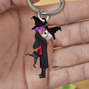 Halloween Couple Kissing and Hugging Personalized Keychain