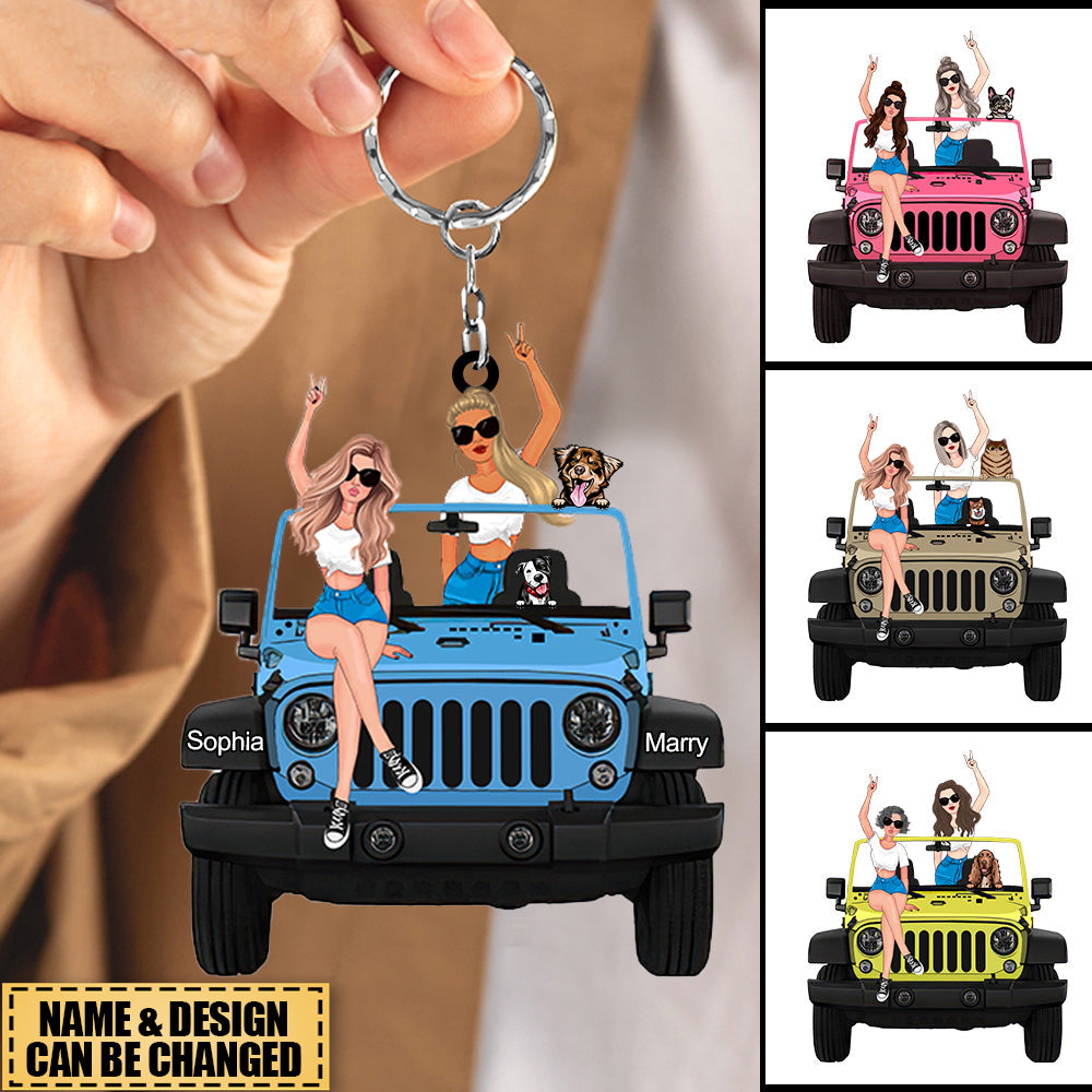 Personalized Off-Road Bestie And Pet Keychain Gift For Journey Girls