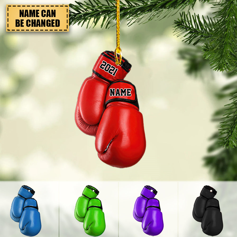 Personalized Boxing Glove Acrylic Christmas Ornament - Housewarming Gift, Sports Lover, UFC Decor gift