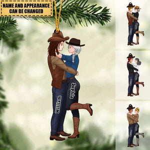 Personalized Couple Cowboy And Cowgirl Chirstmas Ornament