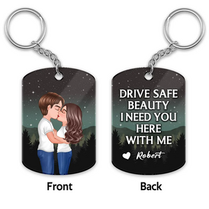 Drive Safe Handsome Beauty Doll Couple Kissing Personalized Stainless Steel Keychain