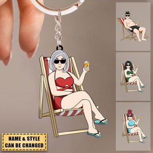 Summer Beach Chairs For Swimwear Men Or Women  - Personalized Keychain