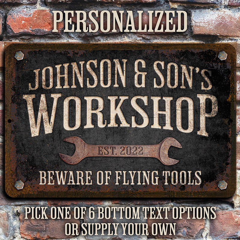 Custom Workshop Sign, Dad's Workshop, Metal Garage Sign, Personalized Gift for Him