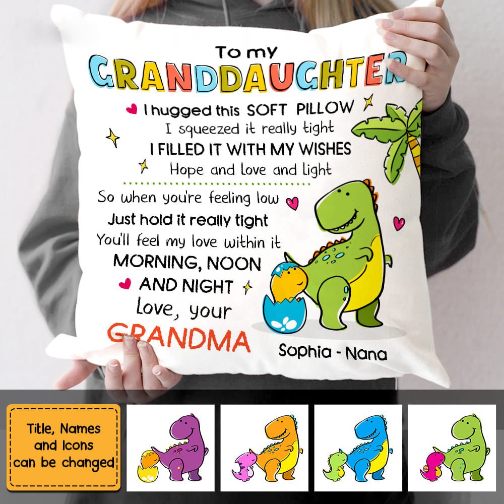 Personalized Granddaughter Hug This Dinosaur Drawing Pillowcase