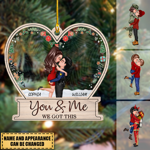 Christmas Doll Couple Hugging, You & Me We Got This Personalized Ornament