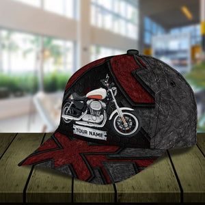 Motorcycle Black Red Personalized Cap