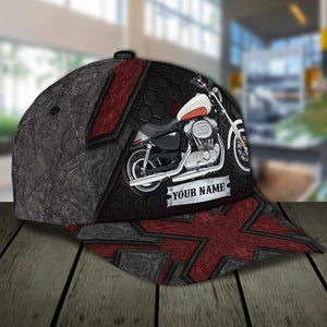 Motorcycle Black Red Personalized Cap