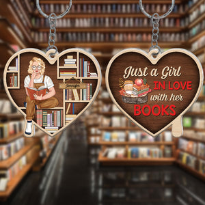 Just A Girl In Love With Her Books-Personalized Keychain- Gift For Book Lover- Book Lover Keychain