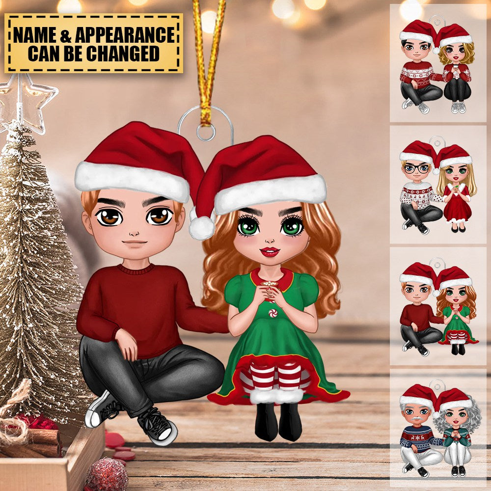 Doll Couple In Love Sitting Christmas Gift For Him For Her Personalized Ornament