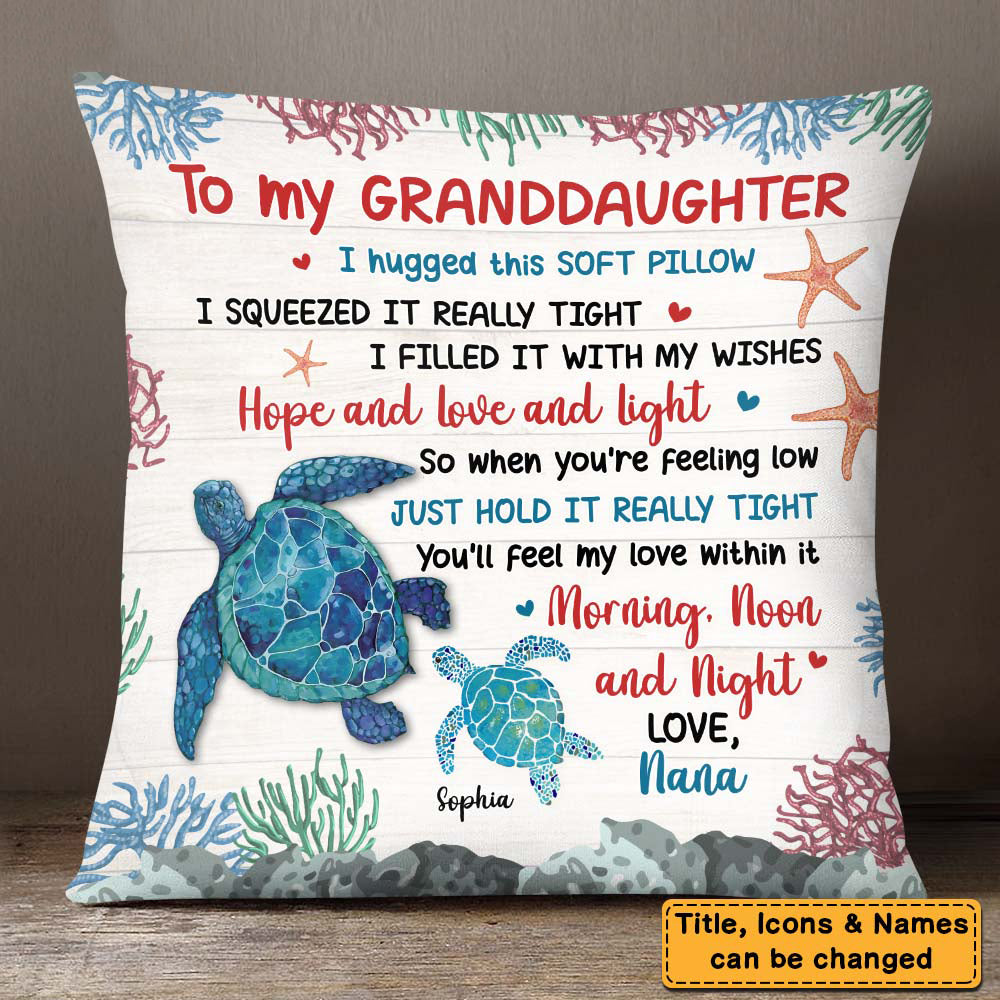 Gift For Daughter Granddaughter Hug This Turtle Pillow