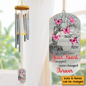 Memorial Gift The Moment Your Heart Stopped Mine Changed Forever Wind Chimes