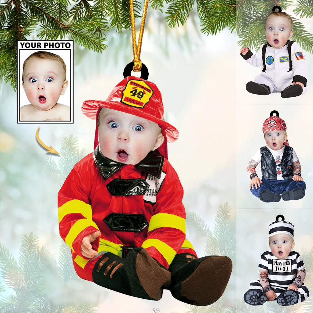 Personalized Photo Baby Ornament - Custom Baby Job Photo Christmas Ornament