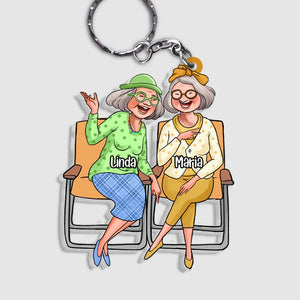 Gift for Friends Sitting Ladies Acrylic Keychain