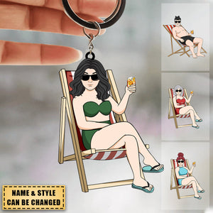 Summer Beach Chairs For Swimwear Men Or Women  - Personalized Keychain