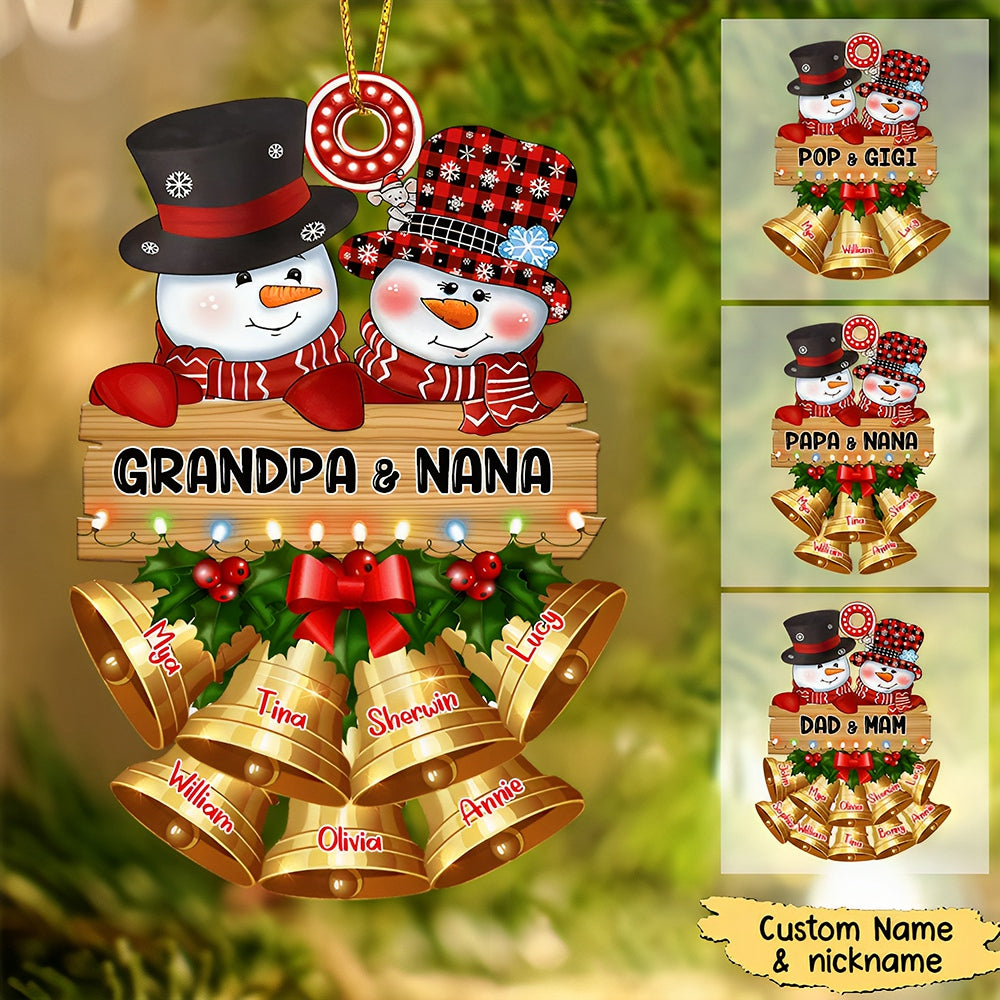 Customized Snowman Papa Nana Family Christmas Gift Xmas Acrylic Ornament