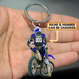 Personalized Motocross Racer Acrylic Keychain