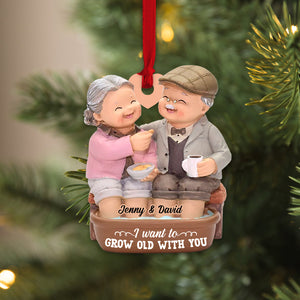 I Want To Grow Old With You Funny Personalized Old Couple Ornament, Christmas Tree Decor