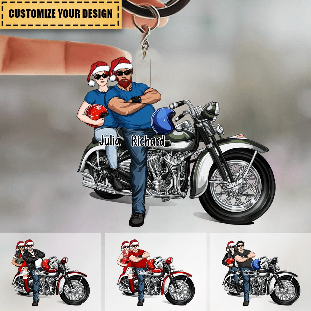 Motorcycle Couple Front View, Gift For Motorcycle Lovers-Personalized Acrylic Keychain