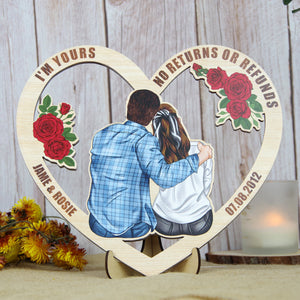 I'm Yours No Returns Or Refunds - Personalized Couple Wood Sign - Meaningful Gift For Anniversary, Valentine's Day