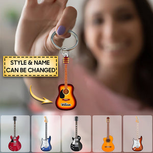 Personalized Guitar Acrylic Keychain-Great Gift Idea For Guitar Lover