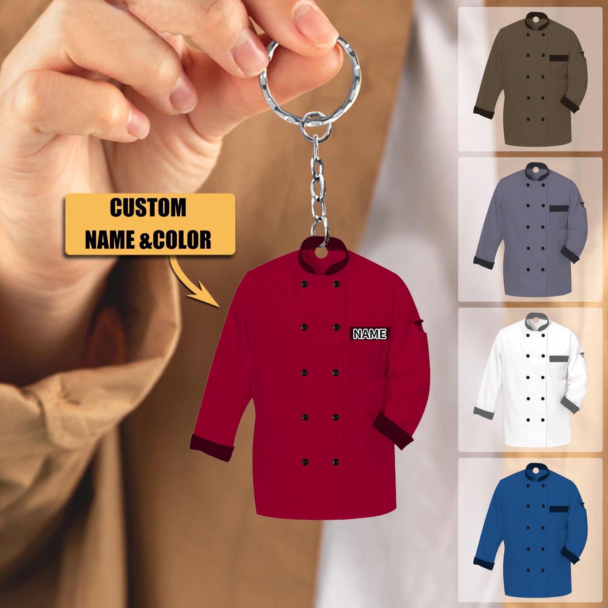 Master Chef Custom Keychain Master Chef Uniform Personalized Gift