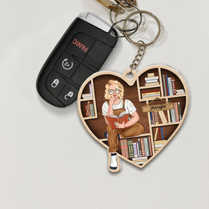 Just A Girl In Love With Her Books-Personalized Keychain- Gift For Book Lover- Book Lover Keychain