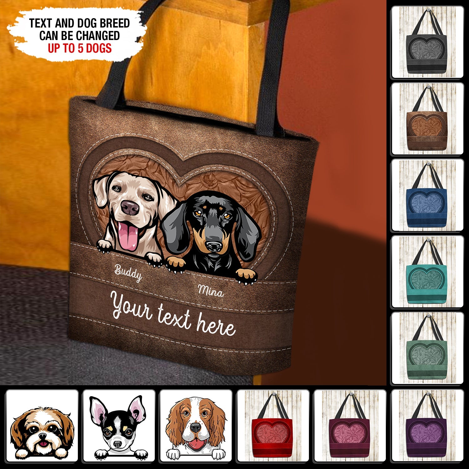 Dog Personalized All Over Tote Bag, Personalized Gift for Dog Lovers, Dog  Dad, Dog Mom - TO185PS05 