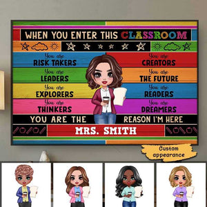 Doll Teacher Colorful Classroom Welcome Personalized Horizontal Poster