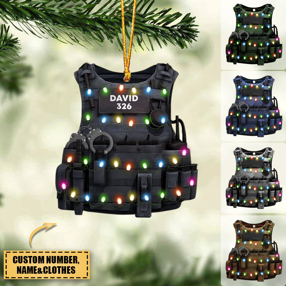 Police Bulletproof Vest Christmas -Personalized Christmas Ornament - Gift For Police