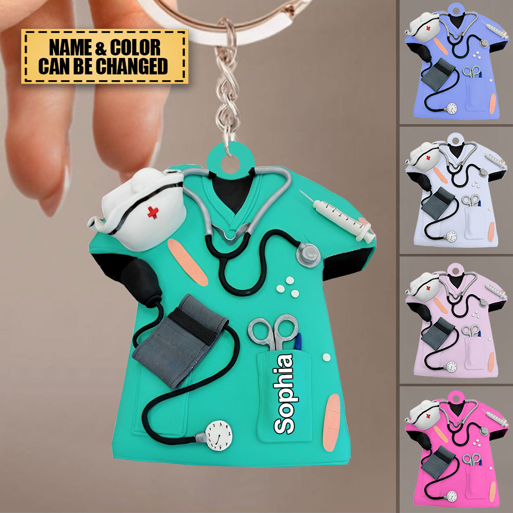 Personalized Nurse Scrubs Keychain - Gift for Nurse - bakven