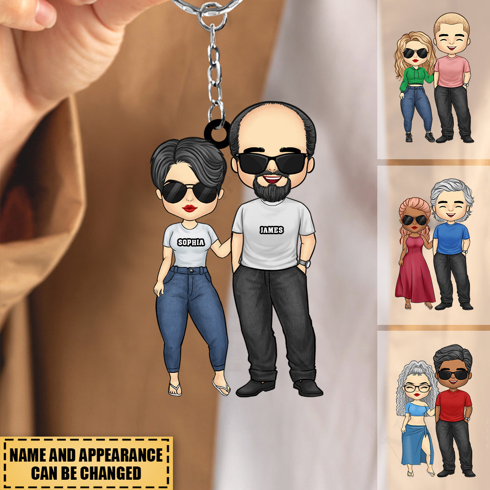 Personalized Couple Keychain- Gift For Husband Wife, Anniversary