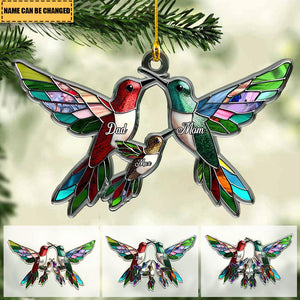 Family Members Christmas Hummingbird Together Personalized Acrylic Ornament