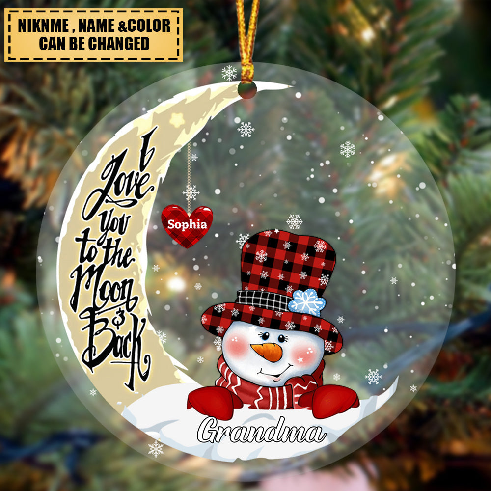 Christmas Red Snowman Mimi Mom Loves Little Kids To The Moon And Back Personalized Ornament